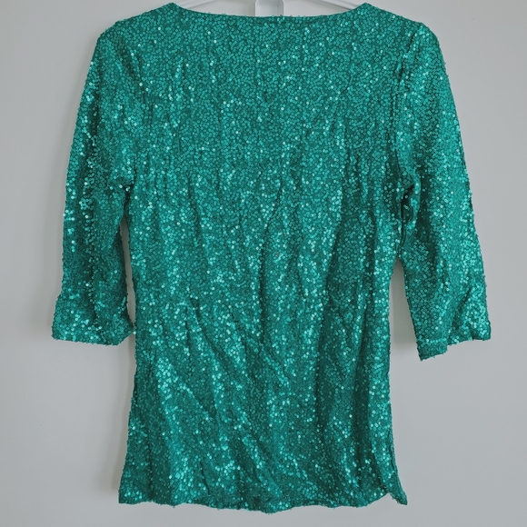 Reitmans Teal Sequin Top - XS and NWT - Picture 2 of 4